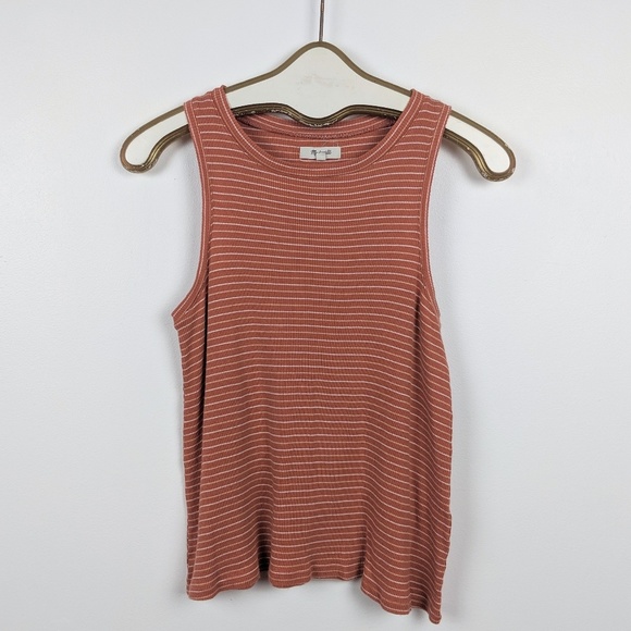 Madewell Tops - Madewell Orange Striped Ribbed Tank Top - size M